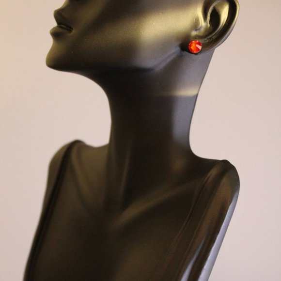 COPY - Fire Opal Orange Crystal Stud Earrings - Picture 4 of 4